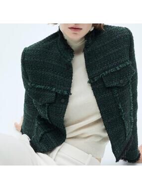 HIGH-COLLAR TWEED JACKET